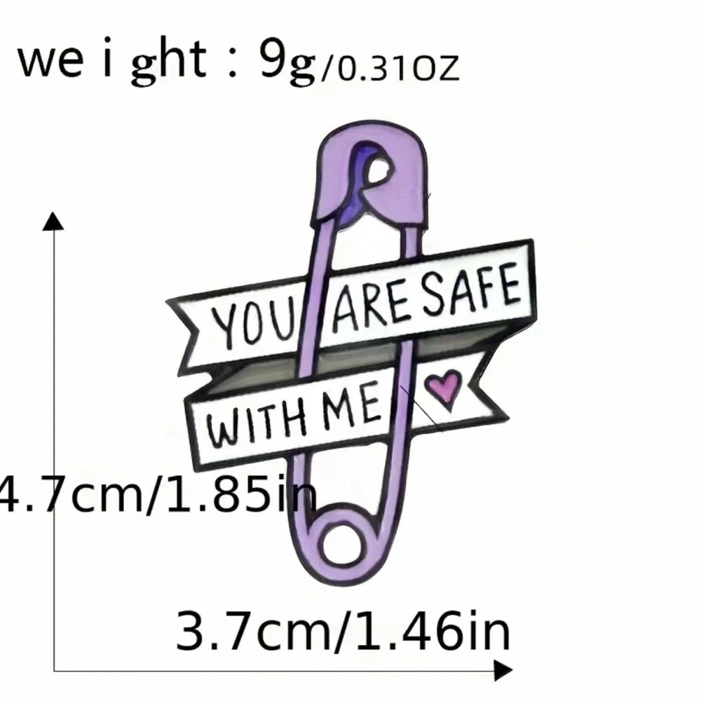 You Are Safe With Me Enamel Purple Enamel Stylish Pin Brooch‎ Badge